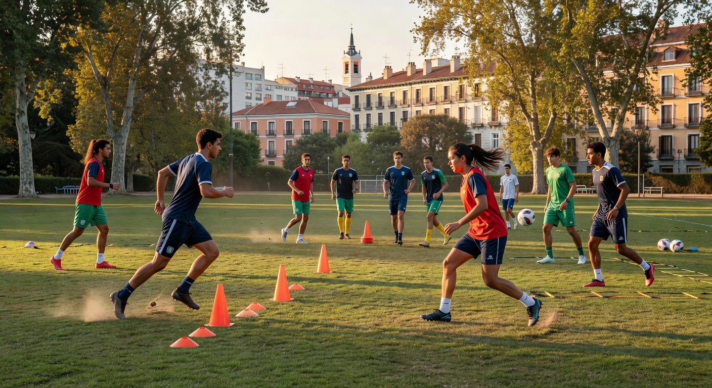 Práctica de fútbol en Madrid